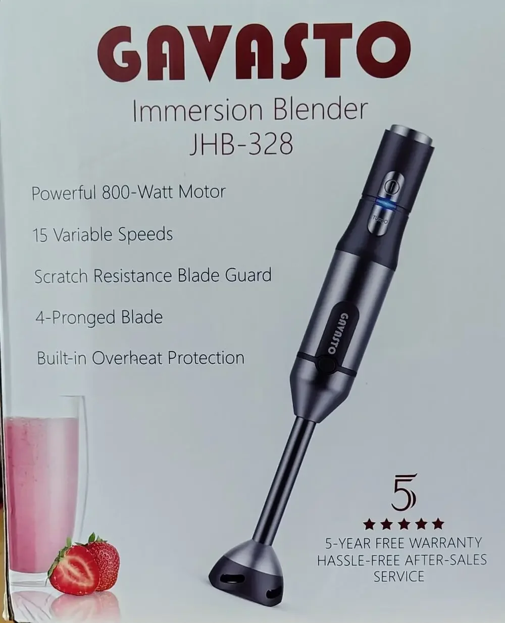 Gavasto Immersion Blender 800W 15-Speed Hand Mixer Chopper Egg Beaters JHB-328